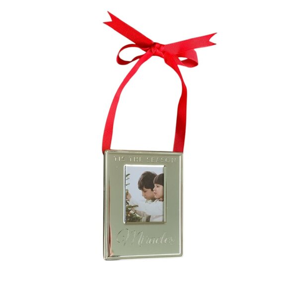 Things Remembered “Miracles” Engraved Silver Photo Frame Christmas Ornament - Picture 2 of 13